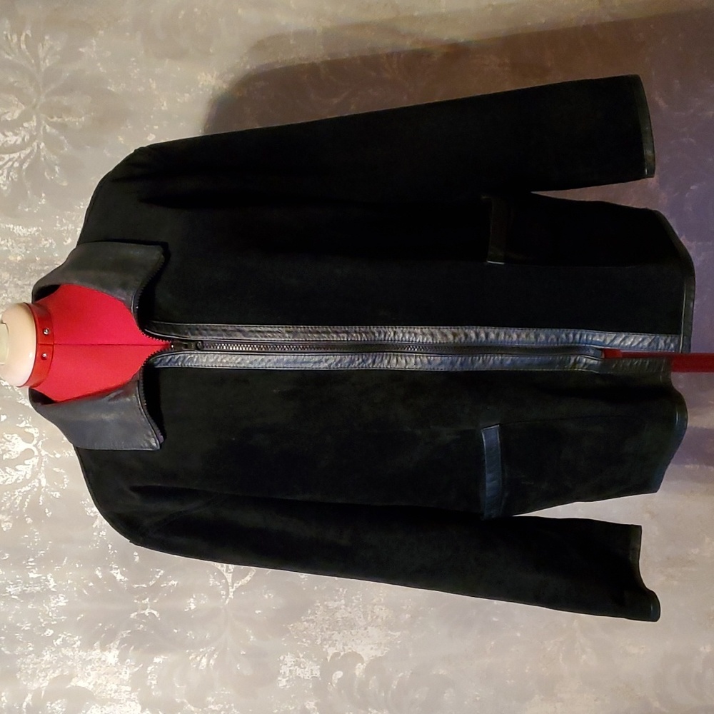 Vintage reversible black leather and suede coat